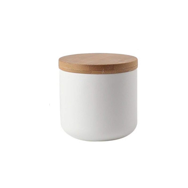 jessie Ceramic Storage Containers with Airtight Seal Bamboo Lids Kitchen Canisters for Tea Spice Seasoning Sugar Coffee (white, 260ml/9 oz) - Image 1